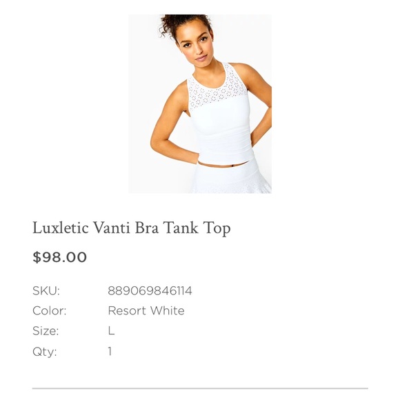 NWT LILLY PULTIZER LUXLETICS VANTi BRA TANK - LARGE - Picture 8 of 8